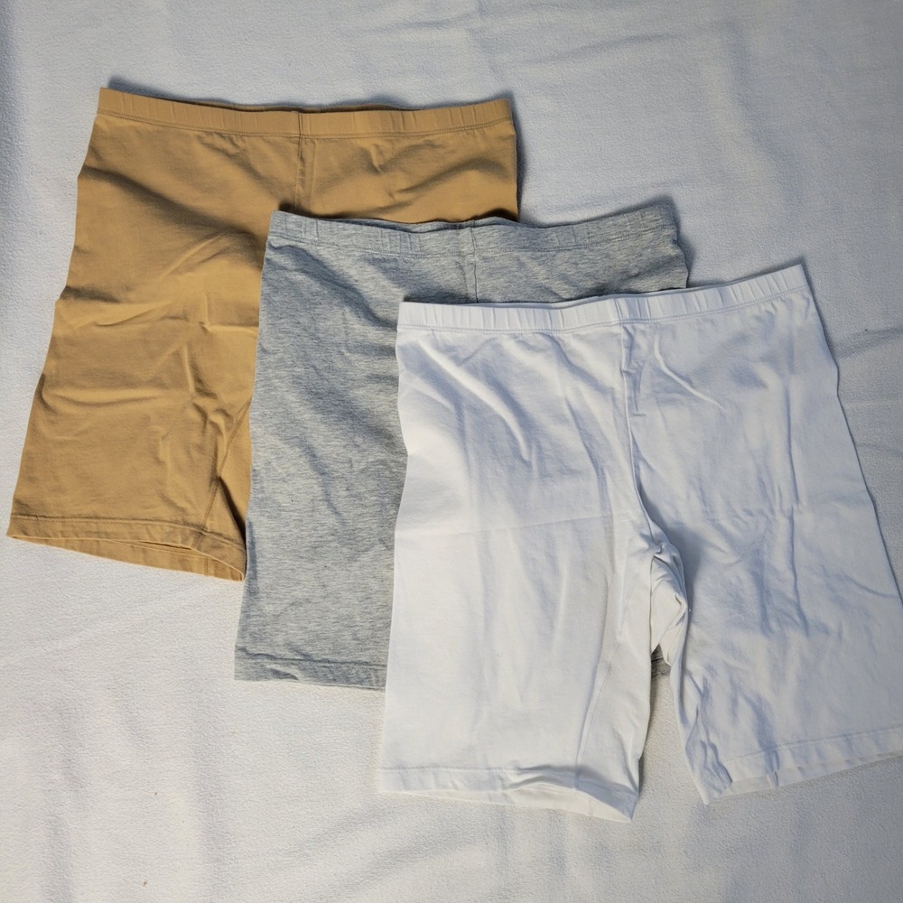 Wirarpa Womens 3 Pack Cotton Slip Shorts Bike Shorts Tan Gray White Size Medium
